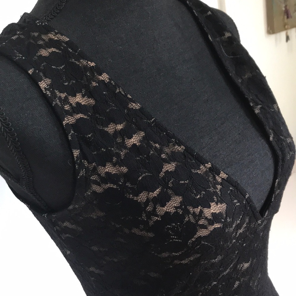 Layered lace dress - nude and black lace